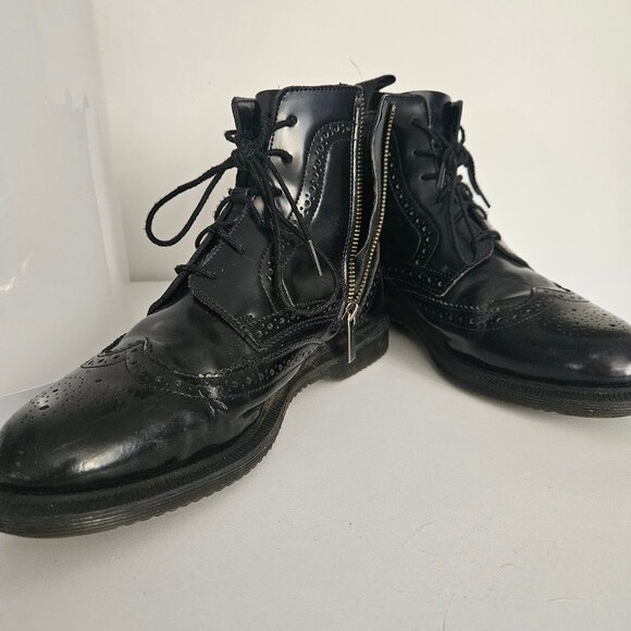 Doc Martens Delphine Patent Leather Brogue Boots - Picture 2 of 5